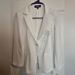 Glamour White Floral Women's Blazer